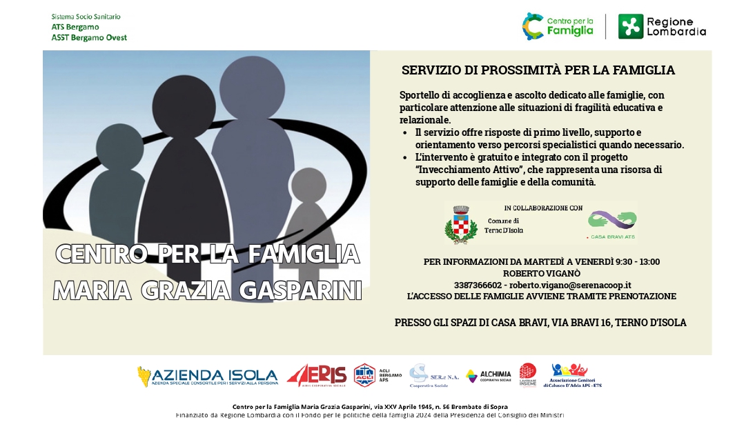immagine di SERVIZIO DI PROSSIMITÀ PER LA FAMIGLIA - CENTRO PER LA FAMIGLIA MARIA GRAZIA GASPARINI