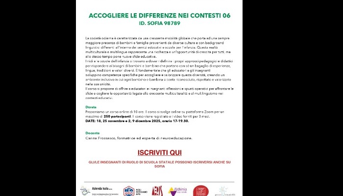 ACCOGLIERE LE DIFFERENZE NEI CONTESTI 06 - PIATTAFORMA SOFIA ID 98789