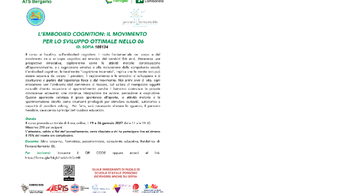 immagine di L’EMBODIED COGNITION: IL MOVIMENTO PER LO SVILUPPO OTTIMALE NELLO 06 - ID SOFIA 105134