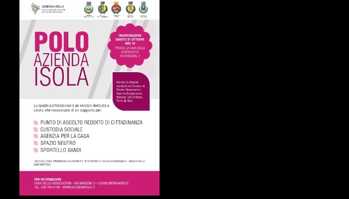 Inaugurazione Polo Sociale di Comune di Cisano Bergamasco – Casa delle Associazioni in Via Manzoni n. 3 - sabato 01 ottobre 2022